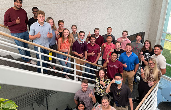 interns on stairs